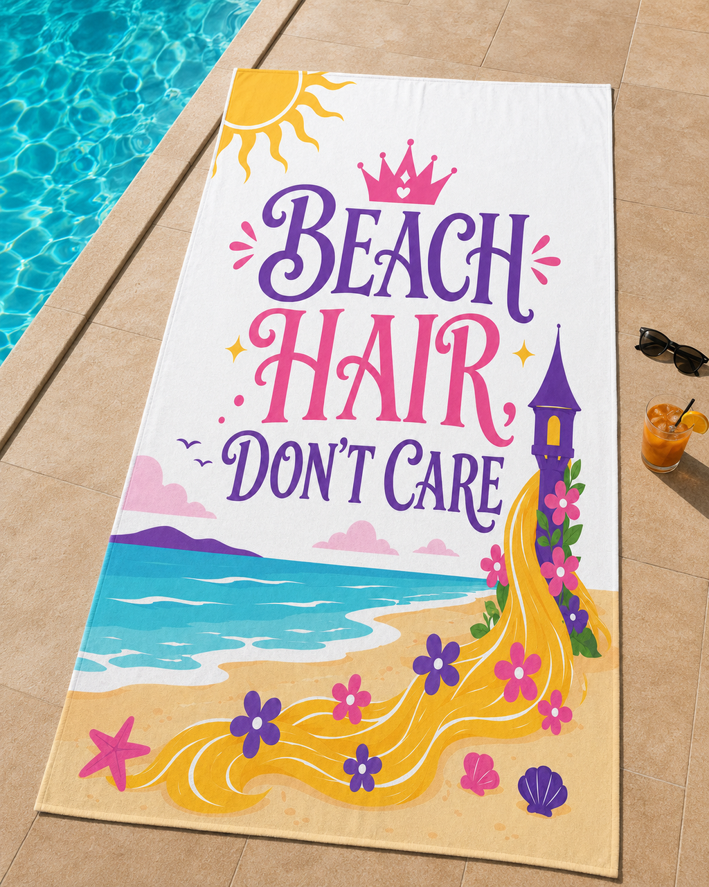 Beach Hair, Don’t Care Princess Oversized Beach Towel