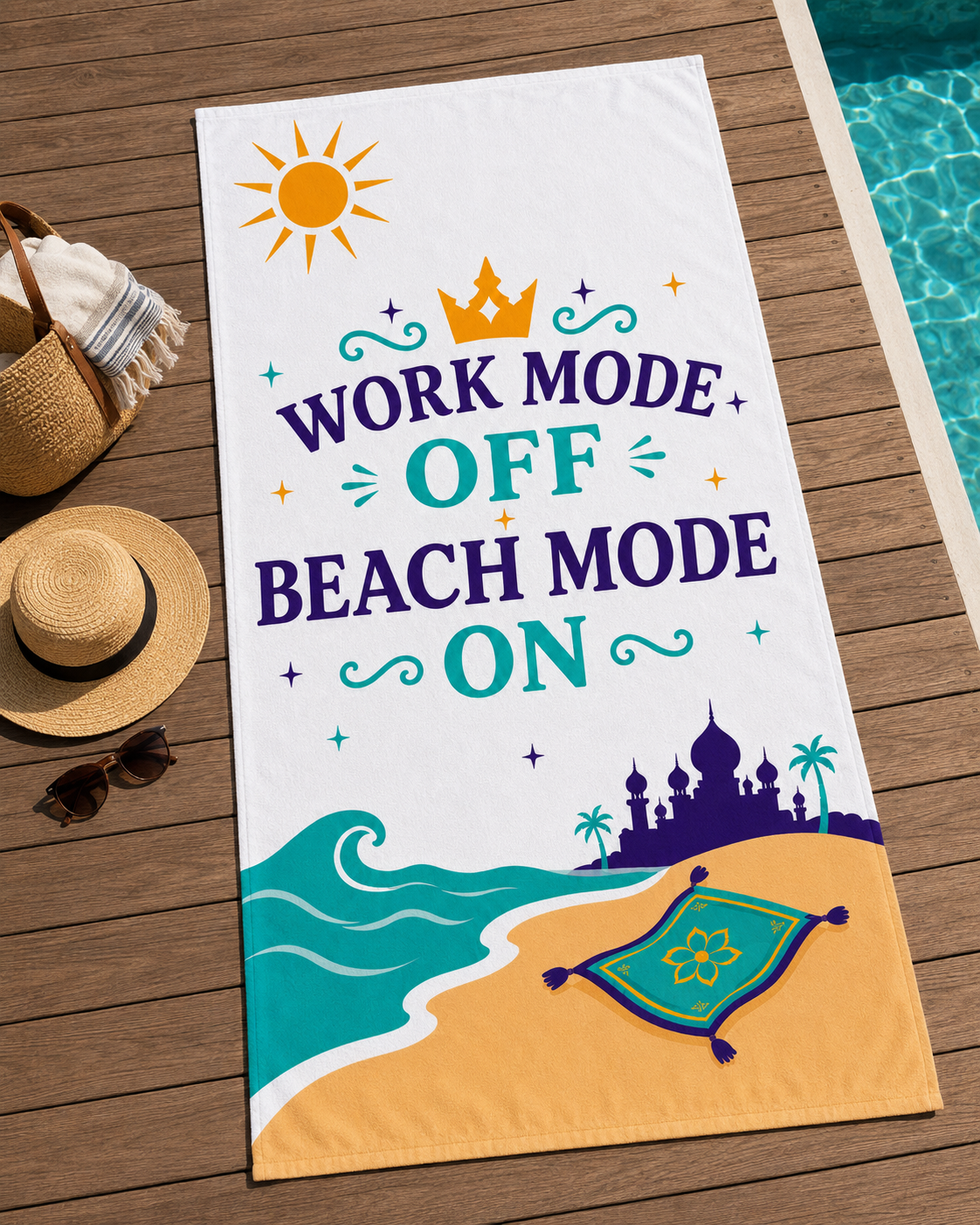 Work Mode Off, Beach Mode On – Princess Oversized Beach Towel