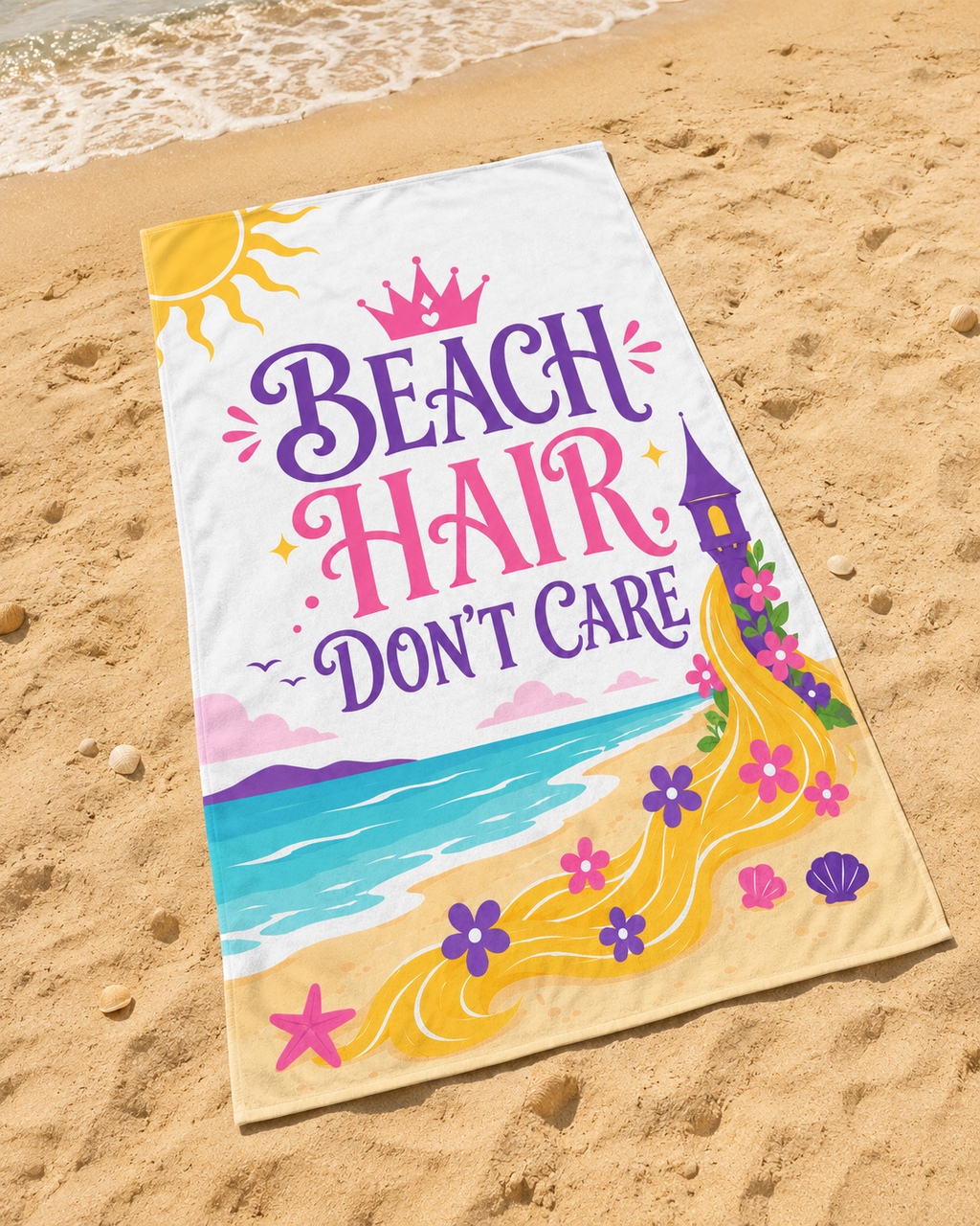 Beach Hair, Don’t Care Princess Oversized Beach Towel