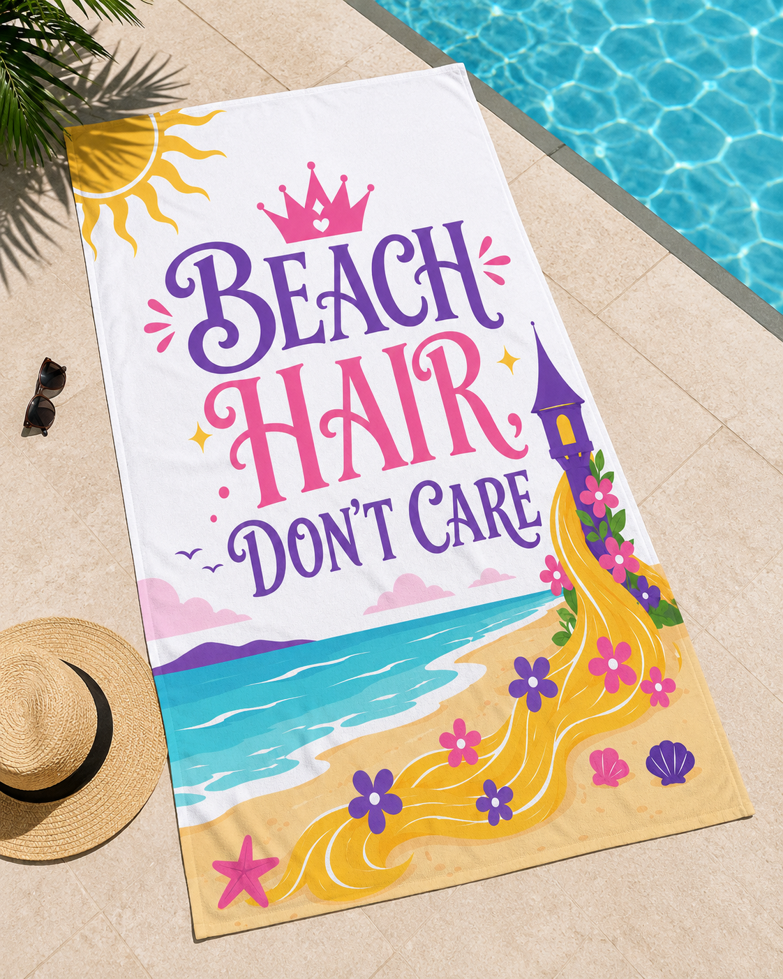 Beach Hair, Don’t Care Princess Oversized Beach Towel