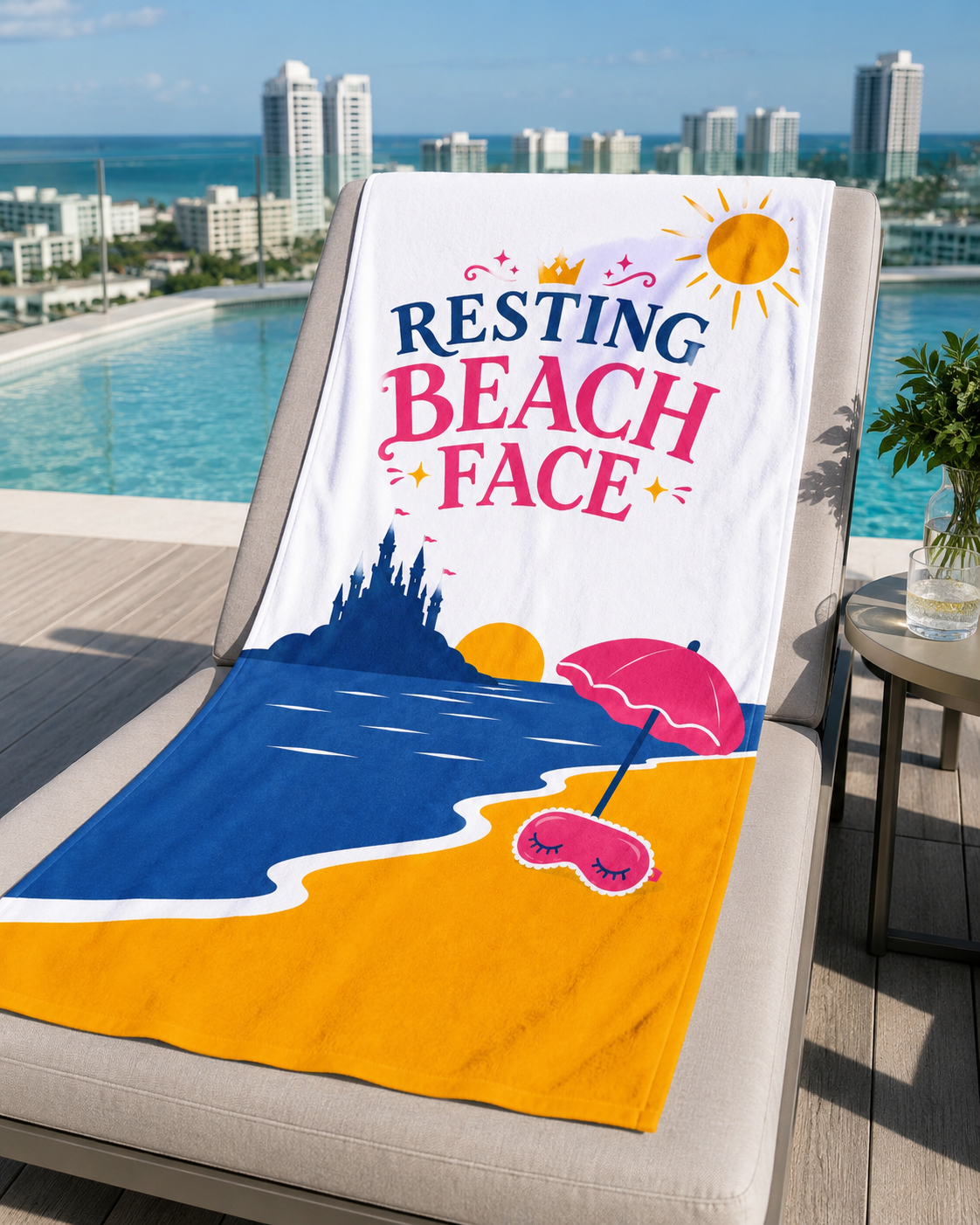 Resting Beach Face Princess Oversized Beach Towel