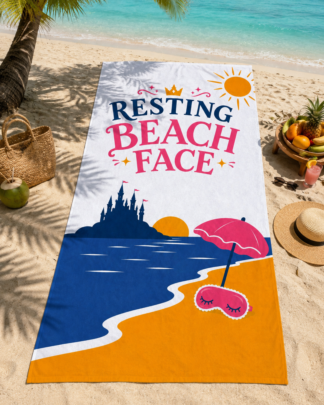 Resting Beach Face Princess Oversized Beach Towel