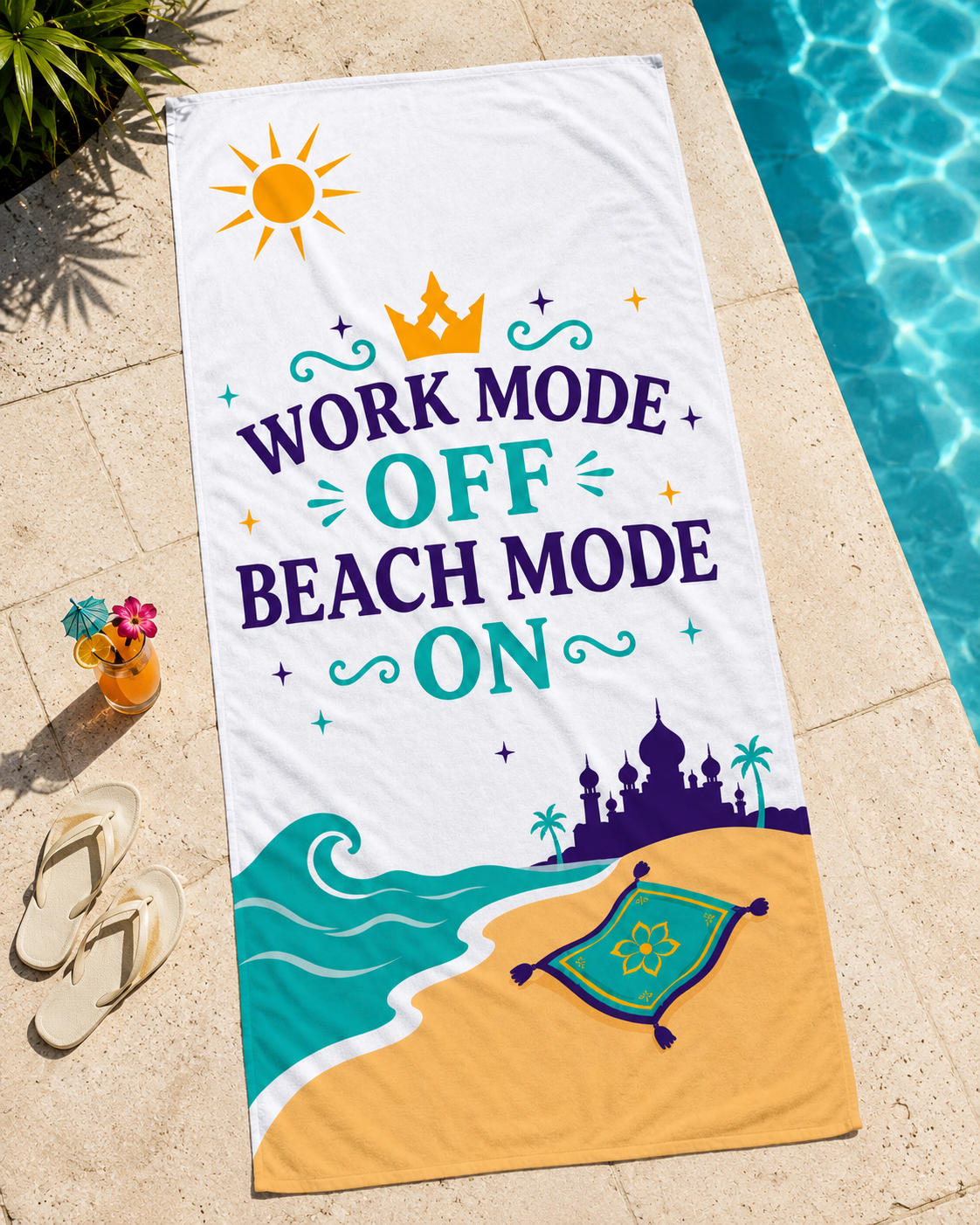 Work Mode Off, Beach Mode On – Princess Oversized Beach Towel