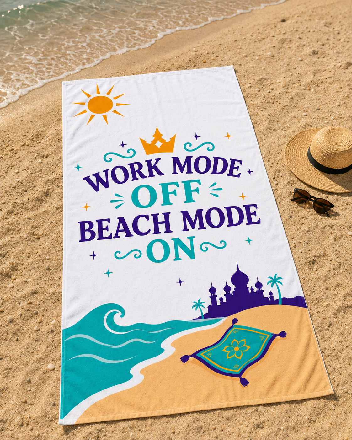 Work Mode Off, Beach Mode On – Princess Oversized Beach Towel