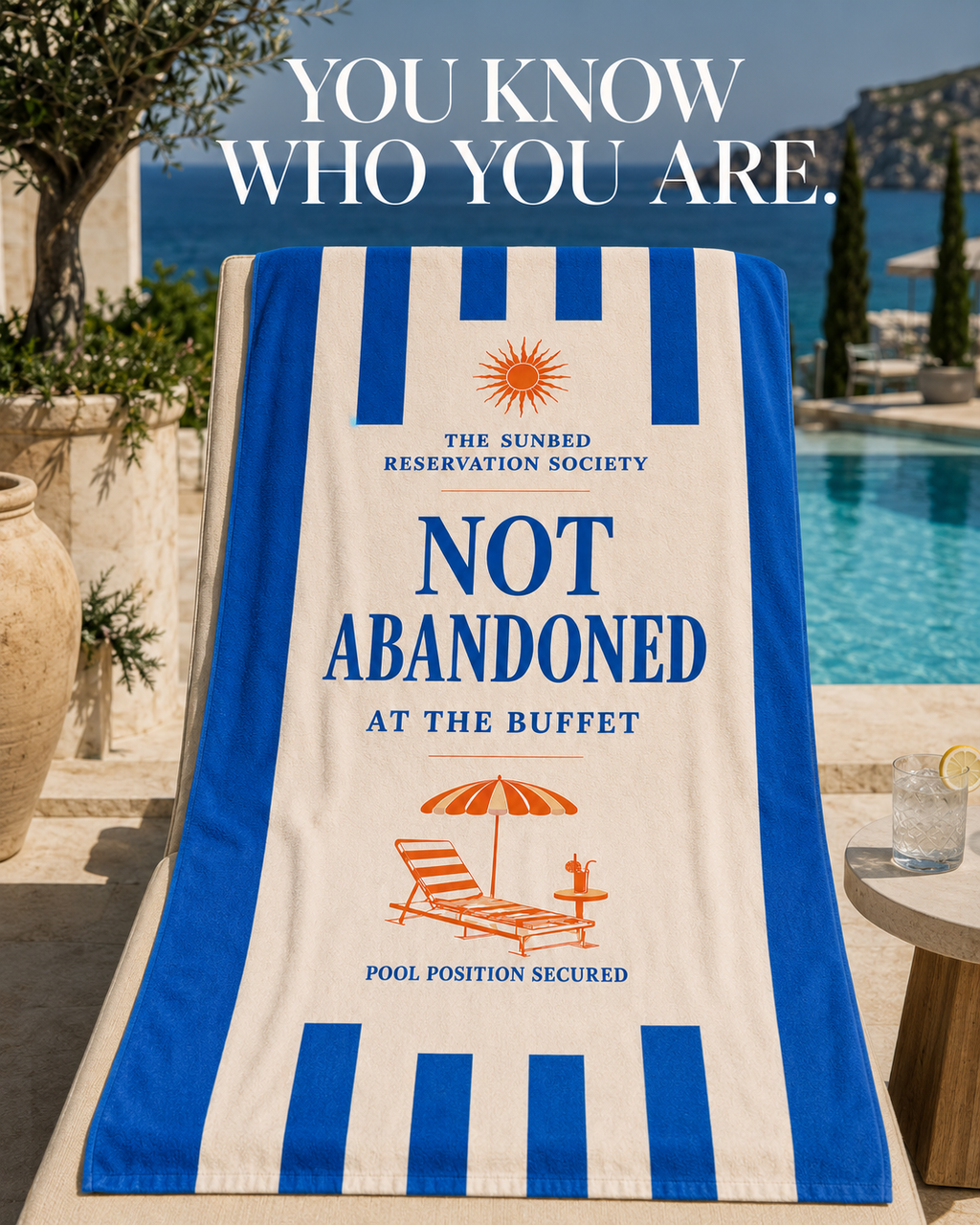 Sunbed Reservation Society Beach Towel – Resort Blue