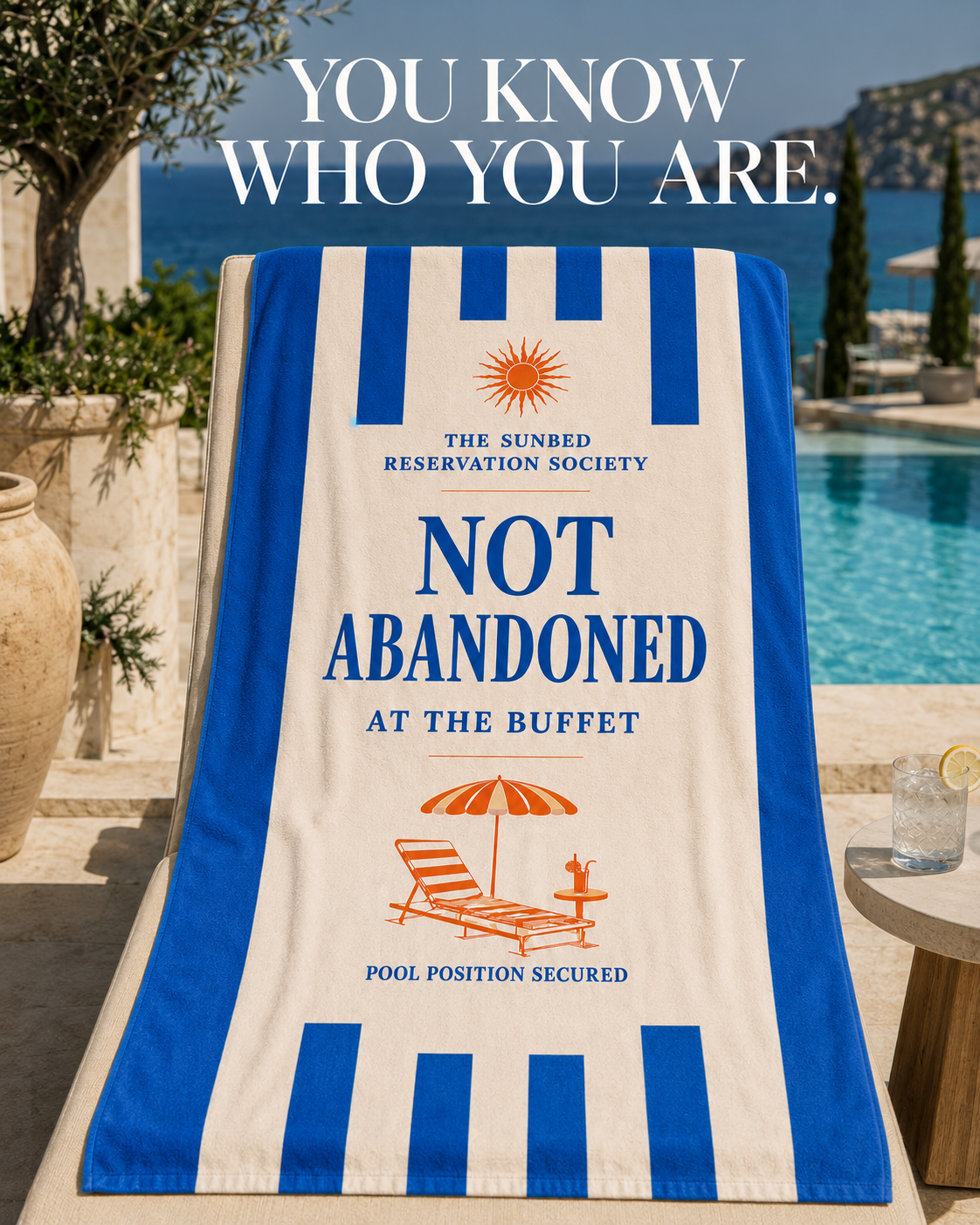 Sunbed Reservation Society Beach Towel – Resort Blue