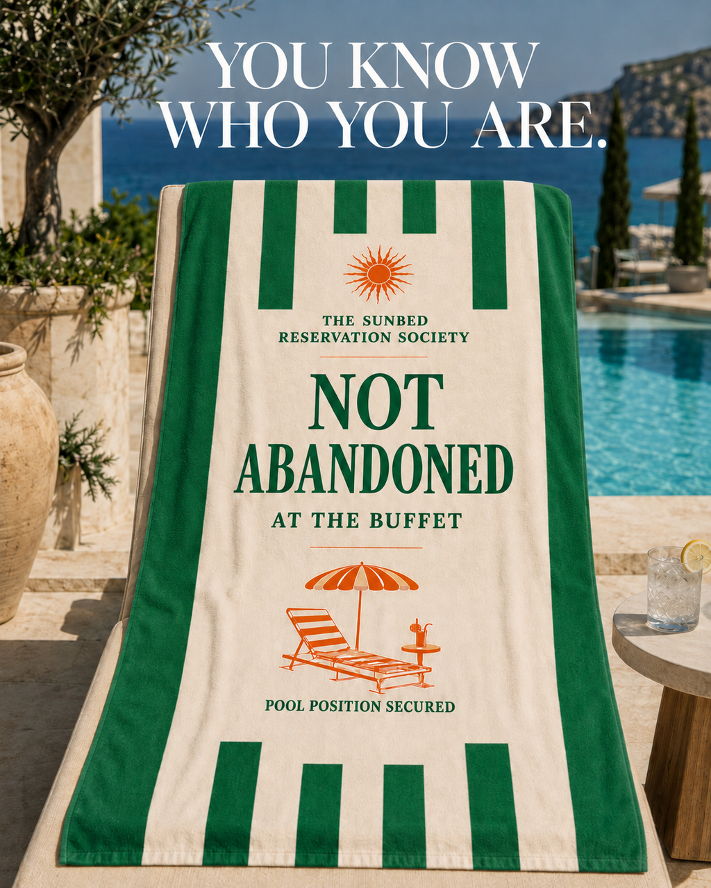 Sunbed Reservation Society Beach Towel – Riviera Green