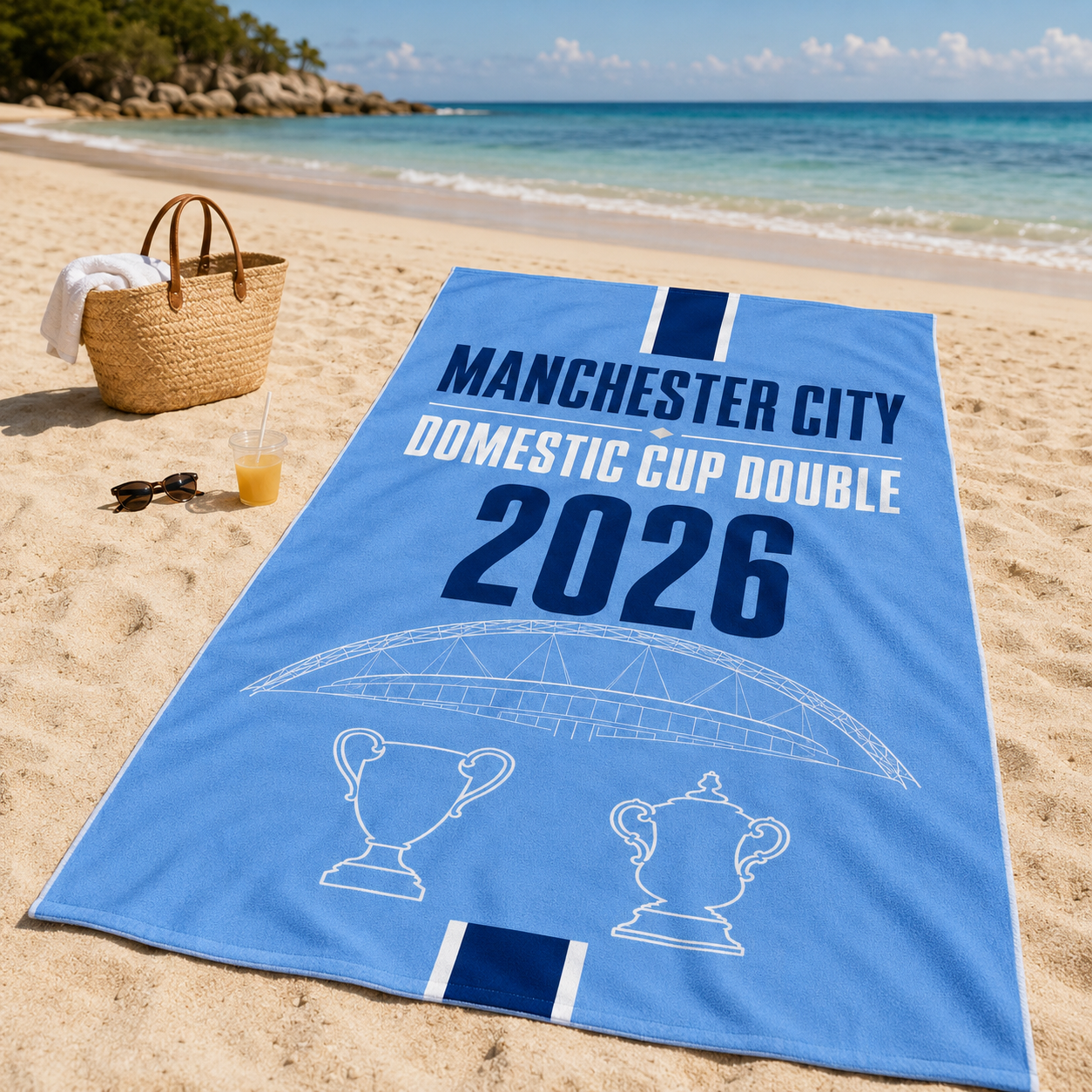 Manchester City - Domestic Double Quality Beach Towel