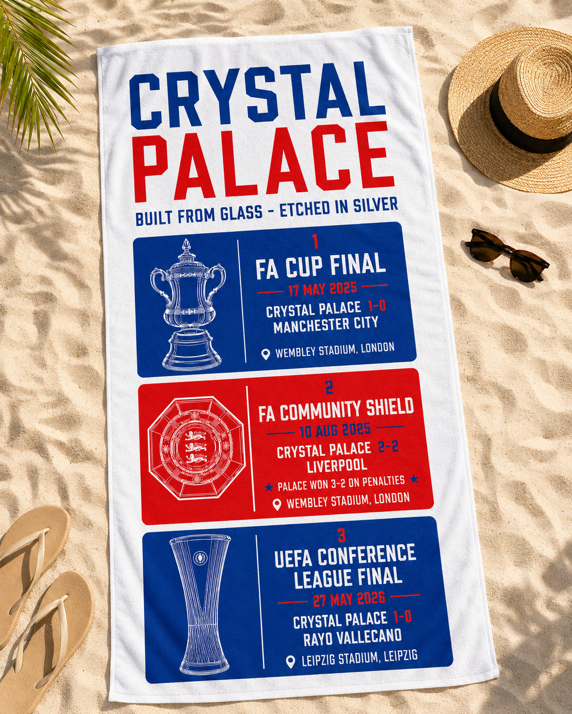 Crystal Palace Trophies Beach Towel