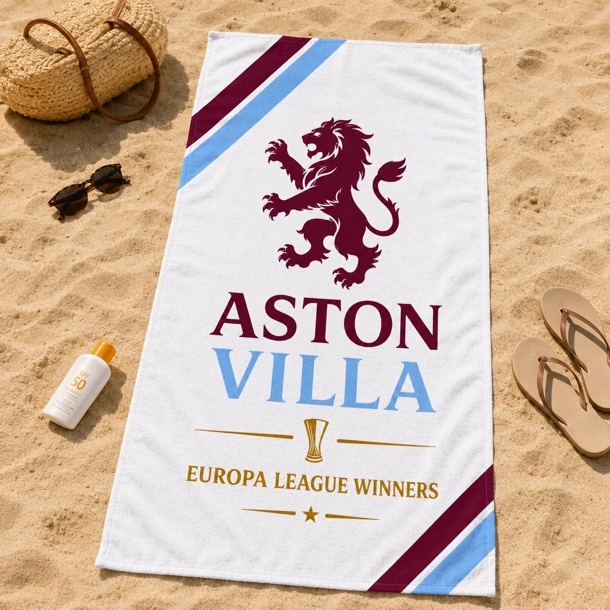 Aston Villa Europa League Quality Beach Towel