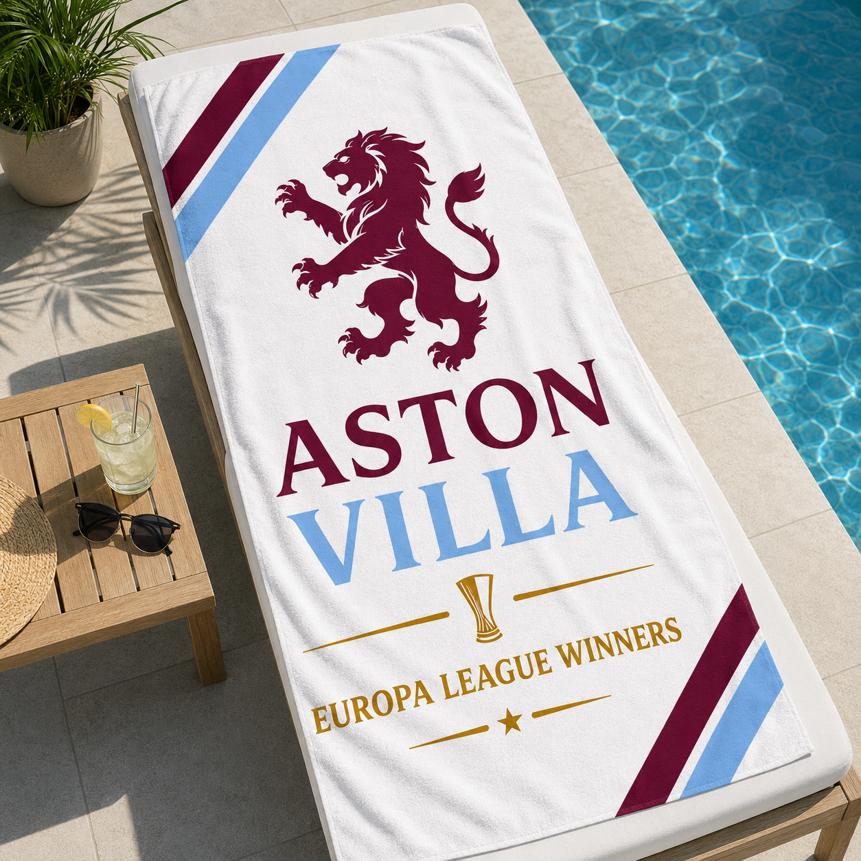 Aston Villa Europa League Quality Beach Towel