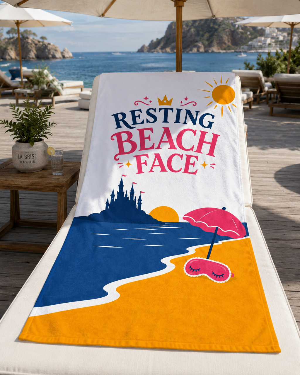 Resting Beach Face Princess Oversized Beach Towel