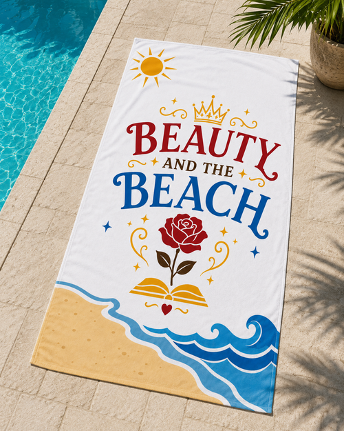 Beauty and the Beach Princess Oversized Beach Towel